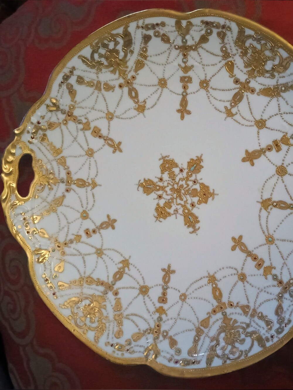 Noritake Vintage White and Gold Porcelain Serving Tray with Handles